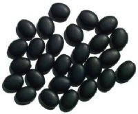 30 12mm Matte Black Flat Oval Glass Beads